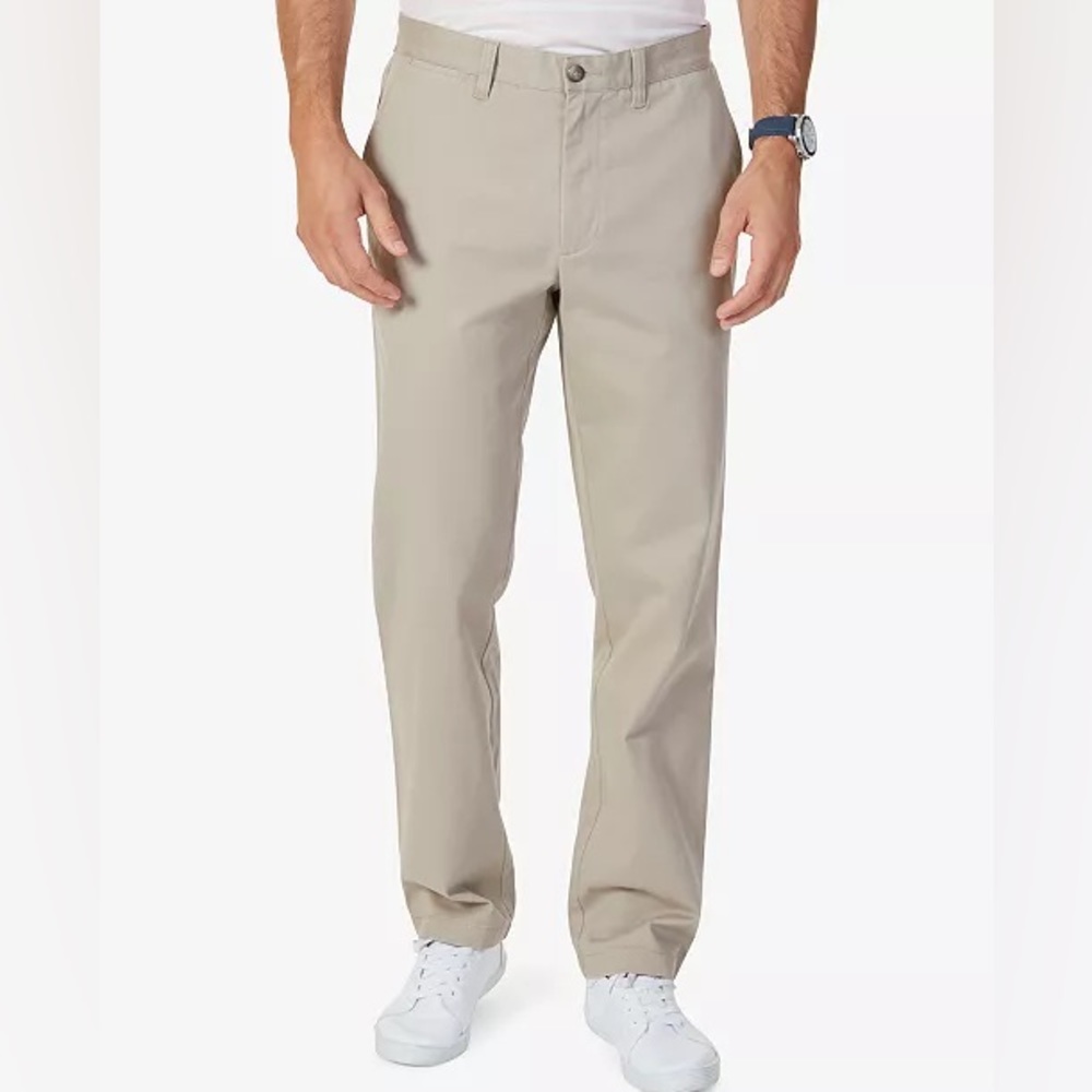 Nautica “The Deck Pant” Classic Fit with Stretch Tan Khaki Pants
